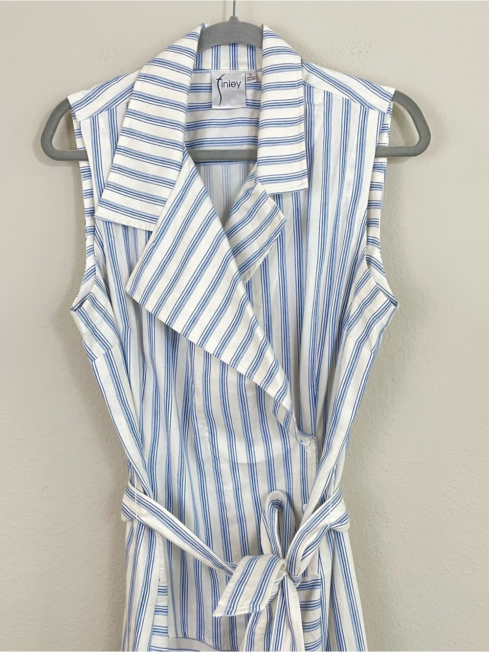 Finley Marni Striped Sleeveless Self-Belt Dress Size Large - Picture 5 of 9